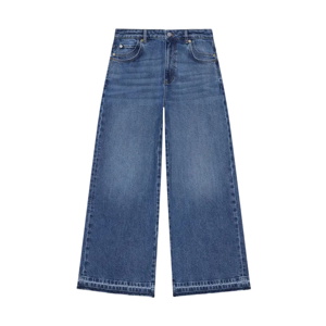 Mint Velvet Mid Indigo Hem Detail Wide Leg Jean